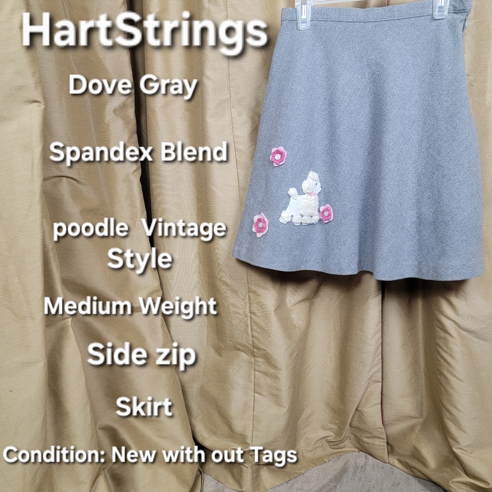 Hartstrings Gray Skirt with Poodle Embroidery